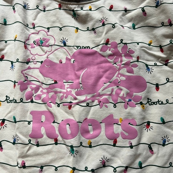 Roots Christmas Lights Multicolor Logo Two Piece Girl's Pajamas - Medium 7-8 - Picture 2 of 3